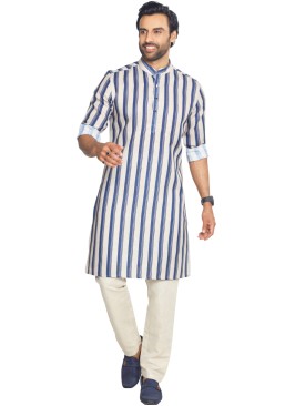 Khadi Cotton Kurta Set With Lining Work