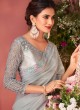 Stunning Grey Georgette Contemporary Saree