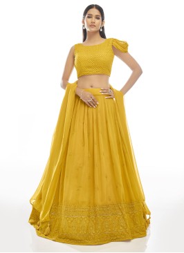 Latest Mustard Wedding A Line Lehenga Choli