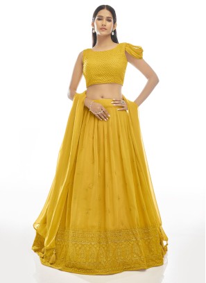 Latest Mustard Wedding A Line Lehenga Choli