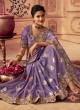 Lavender Zari Embroidered Georgette & Chinon Saree