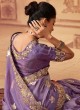 Lavender Zari Embroidered Georgette & Chinon Saree