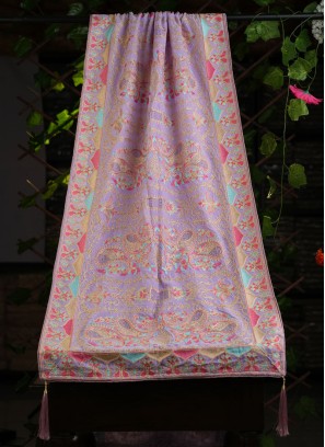 Lavender Color Dupatta In Velvet Fabric