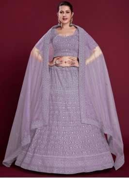 Lavender Georgette Diamond Embellished Lehenga Choli