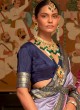Lavender and Navy Blue Classic Silk Saree