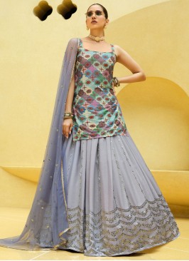 Lavender Sequins Embellished Lehenga with Long Blouse