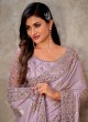 Lavender Silk Sequins Embellished Wedding Saree