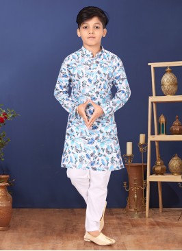 Leaf Print Cotton Designer Kurta Pajama