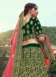 Lehenga Choli Embroidered Satin in Green