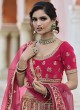 Lehenga Choli Patch Border Velvet in Hot Pink