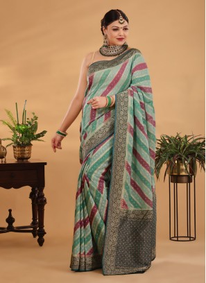 Leheriya Style Multi Color Designer Saree