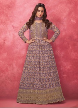 Levender Georgette Embroidered Anarkali Suit