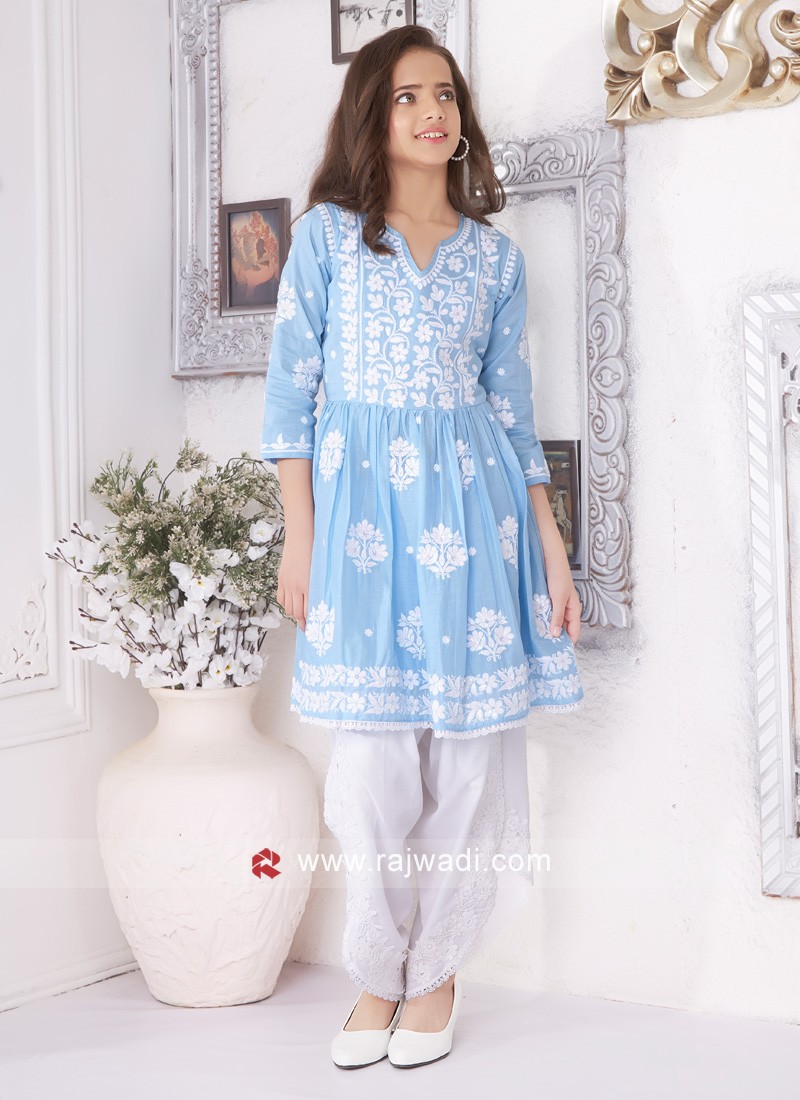 Sky Blue Cotton Chudidar Salwar Suits | Fashion pants, Churidar, Dress  materials