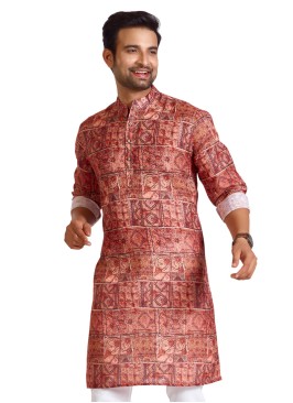 Light Brown Festive Wear Printed Kurta