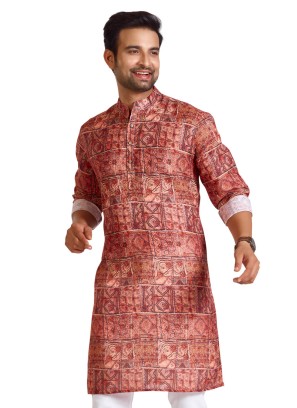 Light Brown Festive Wear Printed Kurta