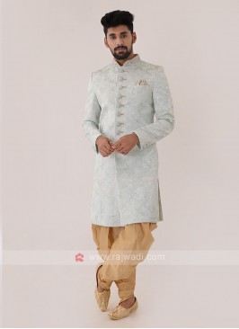 Light Cyan Color Mens Indo-Western