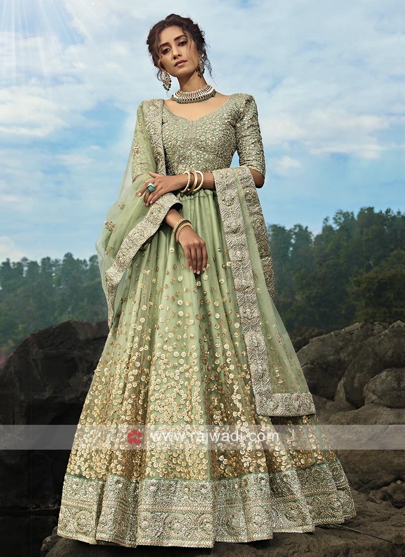 Buy Laxmipati Janki Semi-Stitched Designer Lehenga (Light Green) by Indians  Boutique at Amazon.in