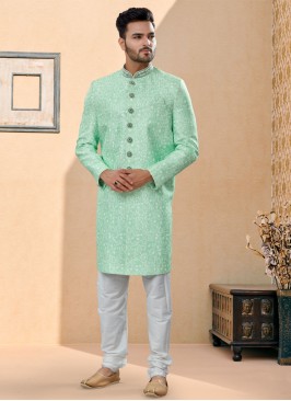 Light Green Indowestern Set In Fancy Designs