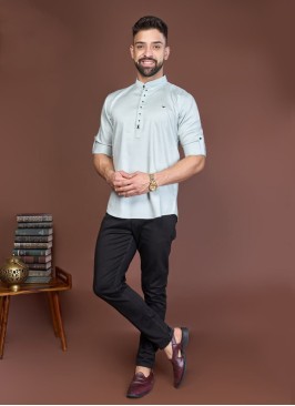 Light Grey Cotton Silk Kurta