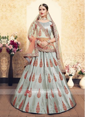 Light Grey Satin Lehenga Set