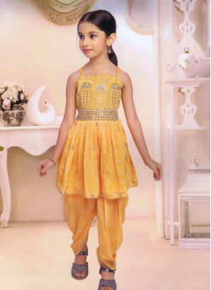 Latest Dhoti Style Salwar Suit Set With Beautiful Mirrorwork - Ethnic Race