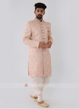 Light Peach Color Mens Indo-Western