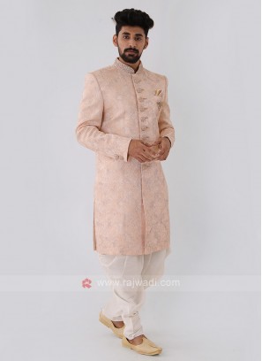 Light Peach Color Mens Indo-Western