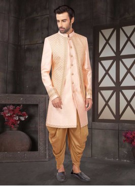 Light Pink And Golden  Mens Indo-Western