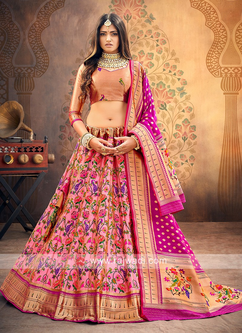 Baby pink and golden on sale lehenga