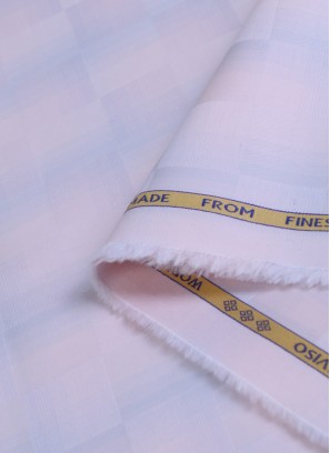 Light Pink Pure Cotton Checked Shirting