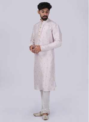 Light Pink Silk Kurta Pajama For Festive