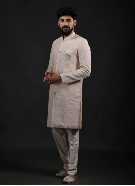 Light Pink Thread Work Indowestern Set