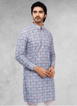 Light Purple Cotton Silk Kurta For Men