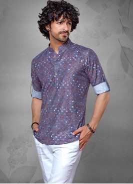 Light Purple Printed Kurta Pajama