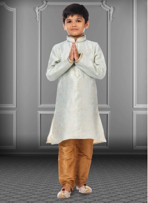 Light Sky Blue Linen Silk Kurta Pajama Set