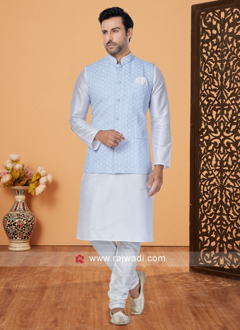 Light Steel Blue Nehru Jacket Set