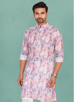 Lilac Fancy Printed Readymade Kurta