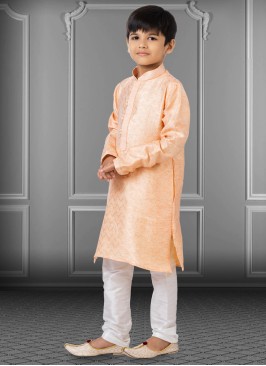 Linen Silk Light Peach Kurta Pajama