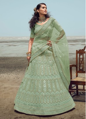 Gorgeous Green Organza Lehenga Choli