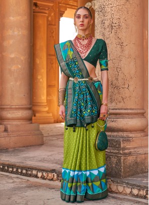 Stylish Aqua Blue Sharara Style Readymade Saree