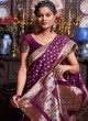 Stunning Purple Woven Banarasi Silk Saree