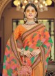 Trendy Orange Sequins Festival Saree