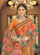 Trendy Orange Sequins Festival Saree