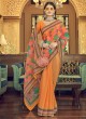 Trendy Orange Sequins Festival Saree