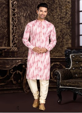 Lucknowi Light Pink Kurta With Batik Print