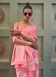 Lucknowi Chikankari Embroidered Cotton Saree in Pink