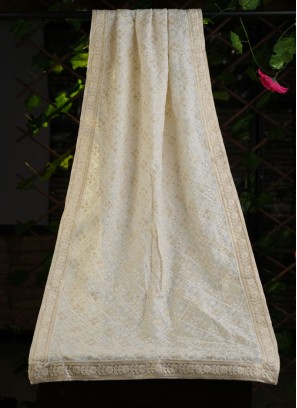 Lucknowi Work Dupatta In Cream Color