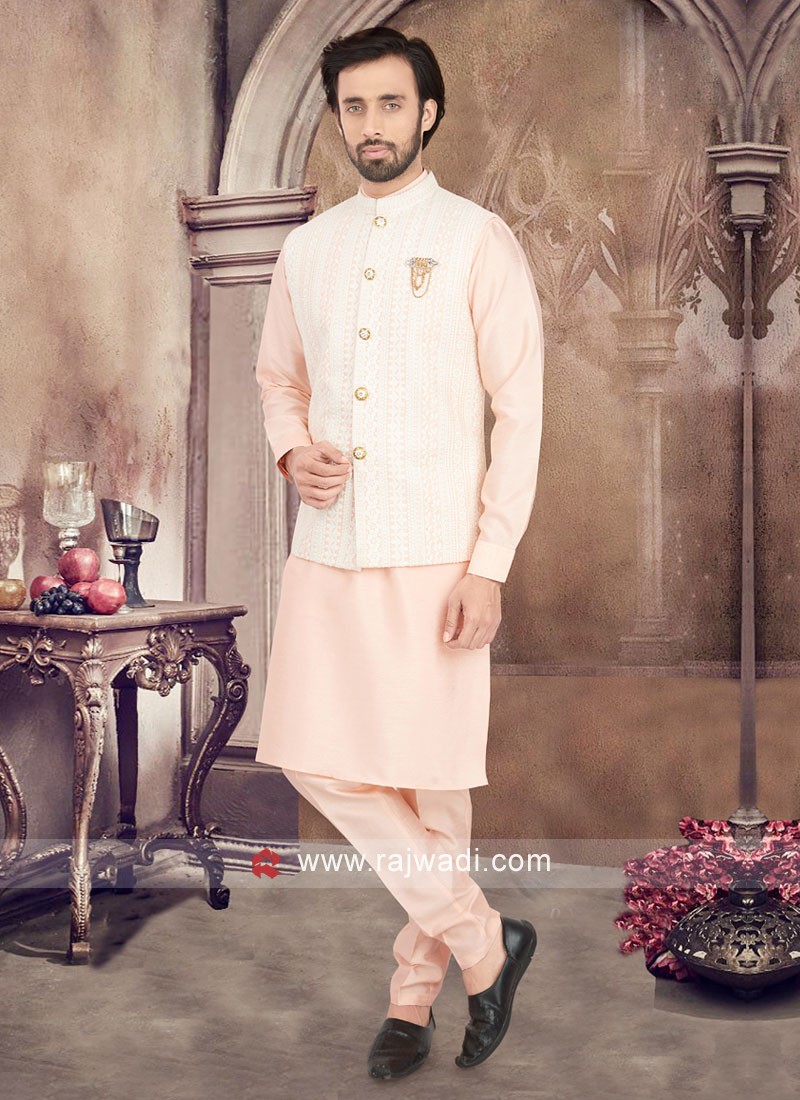 Lucknowi Work Nehru Jacket Set