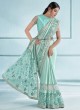 Sea Green Lycra Contemporary Saree