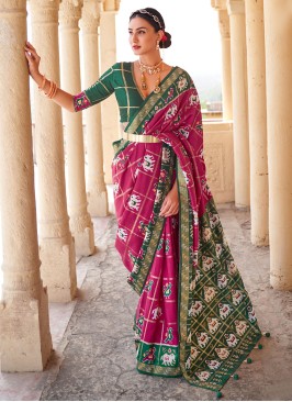 Magenta Patola Silk  Designer Saree